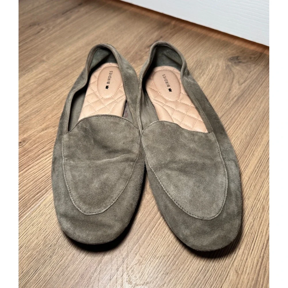 Birdies‎ The Starling Women Olive Green Suede Loafers Smoking Slippers Size 9